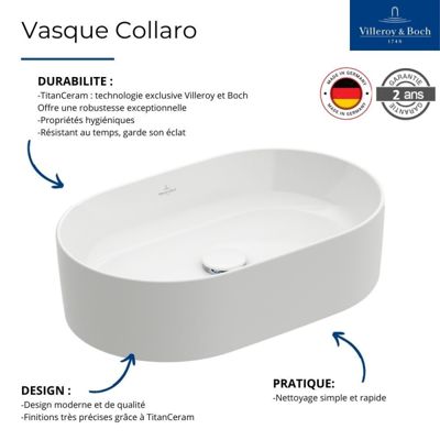 Lot de deux vasques à poser ovales VILLEROY ET BOCH Collaro Stone White CeramicPlus