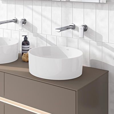 Lot de deux vasques à poser rondes VILLEROY ET BOCH Collaro Blanc CeramicPlus