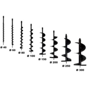 Lot de mèches 40 + 60 + 80 + 100 + 150 + 200 + 250 + 300 mm pour tarière thermique GT Garden