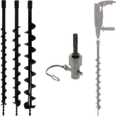 Lot de mèches de tarière 40, 60 et 80 mm avec adaptateur pour perceuse et perforateur SDS-plus - GT MARKET