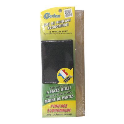 Lot De 15 Feuilles Papier De Verre Silex - 5 Fin, 5 Moyen, 5 Gros Grain, Pour Ponçage Murs Et Bois