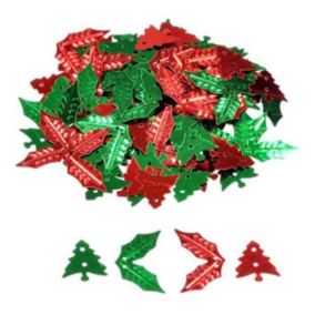 Lot de Sequins Noël "Houx & Sapins" 40g Rouge & Vert