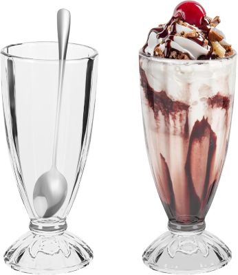 Lot de verres à milkshake et sundae avec cuillères