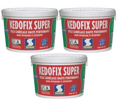 Lot de3 colles pour Carrelage Haute Performance Kedofix Semin, Prêt à l'emploi, Intérieur/extérieur, seau de 5 kg