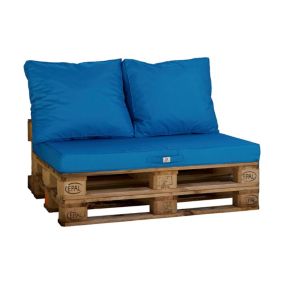 Lot matelas pour palette déhoussable avec assise de 120x80x10cm et dossier Bleu Petrole