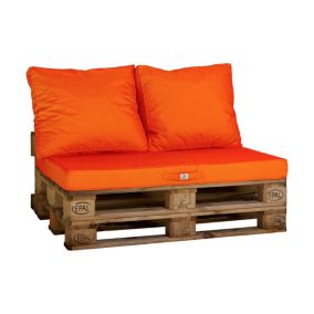 Lot matelas pour palette déhoussable avec assise de 120x80x10cm et dossier Orange