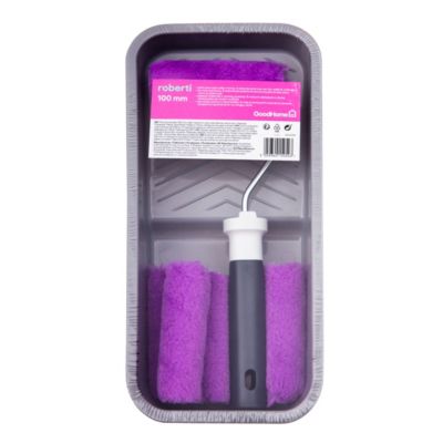 Lot mini rouleau monocouche + 4 manchons + bac à peinture GoodHome 100mm
