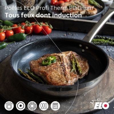 Lot Poêle 28cm & 2 Faitouts 12/16cm Elo Profi Therm Platinum