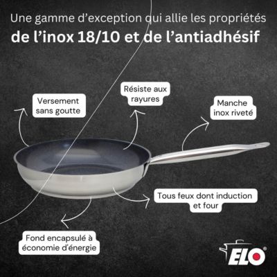 Lot Poêle 28cm & 2 Faitouts 12/16cm Elo Profi Therm Platinum
