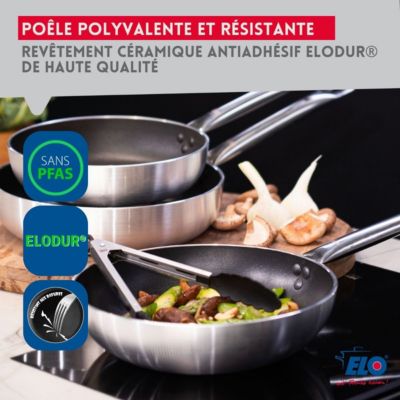 Lot Poêles 28/32 cm & Faitouts 12/14/20 cm Elo Bistro Line