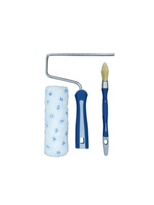 Lot rouleau manchon avec pinceau à rechampir pour peinture satin L.180mm Savy