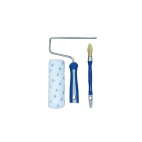 Lot rouleau manchon avec pinceau à rechampir pour peinture satin L.180mm Savy