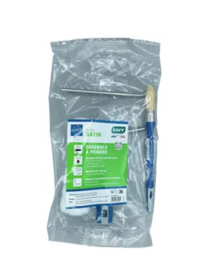 Lot rouleau manchon avec pinceau à rechampir pour peinture satin L.180mm Savy