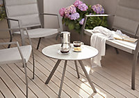 Lot table basse métal ronde Blooma Derry + 1 banc de jardin + 1 fauteuil de jardin