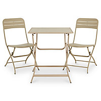 Lot table de jardin métal carrée Blooma Aronie sable + 2 chaises de jardin