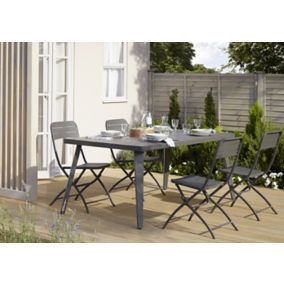 Lot table de jardin métal rectangulaire Blooma Katalla + 4 chaises de jardin