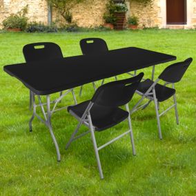 Lot Table et 4 Chaises Pliantes Noires