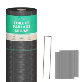 Lot Toile de Paillage 50M 65g/m² + 100 Sardines de Fixation