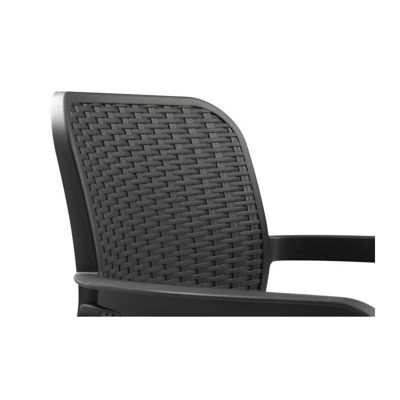 Lots de 6 Fauteuils monoblocs coloris graphite - empilables en resine de synthese - imitation rotin tresse - ALLIBERT BY KETER -