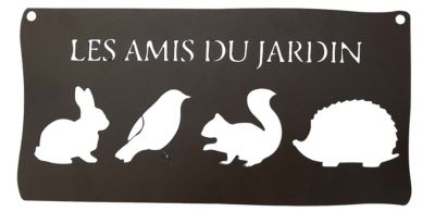 Louis Moulin Pancarte décorative en métal "Les amis du jardin" - 25,5x12,5cm - fer vieilli