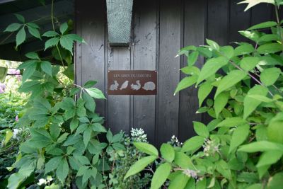 Louis Moulin Pancarte décorative en métal "Les amis du jardin" - 25,5x12,5cm - fer vieilli