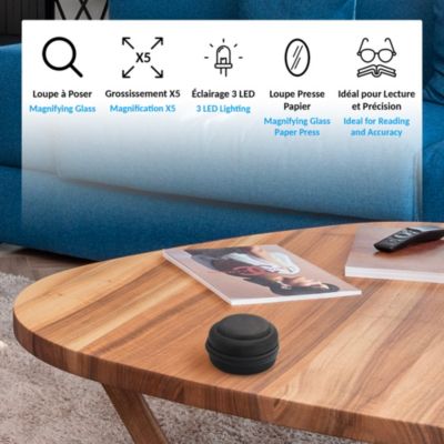Loupe De Lecture Posable Avec 5 LED - Zoom X5 - Verre Optique - Housse Incluse - Doré 7 Cm - Neuf