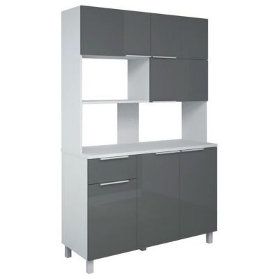 LOVA Buffet de cuisine contemporain gris brillant - L 120 cm