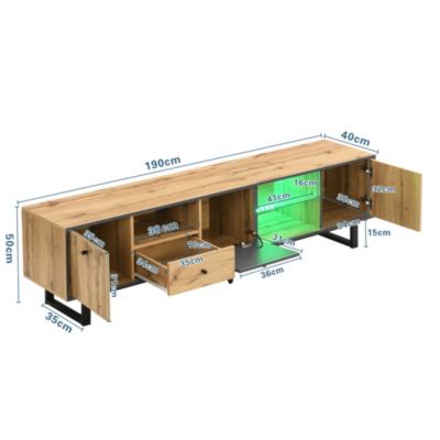 Lowboard meuble TV salon avec LED separation verre charniere amortisseur design moderne et elegant interieur