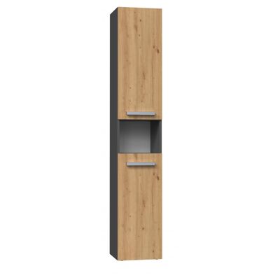 LUANA - Meuble de salle de bain 2 portes - 31x30x174 cm - ANTHRACITE
