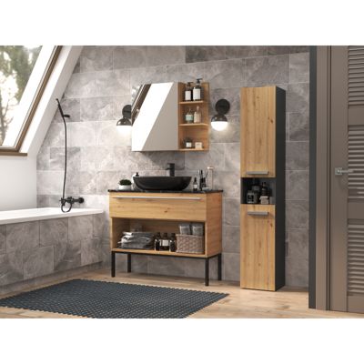 LUANA - Meuble de salle de bain 2 portes - 31x30x174 cm - ANTHRACITE