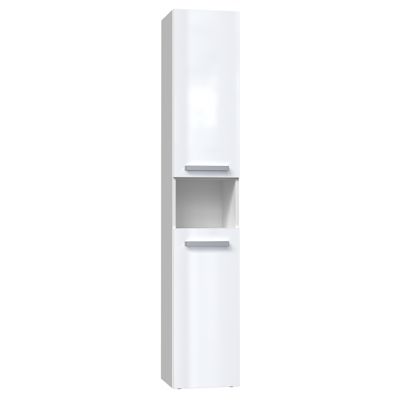 LUANA - Meuble de salle de bain 2 portes - 31x30x174 cm - BLANC BRILLANT