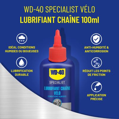 Lubrifiant chaîne de vélo conditions humides WD40 100 ml