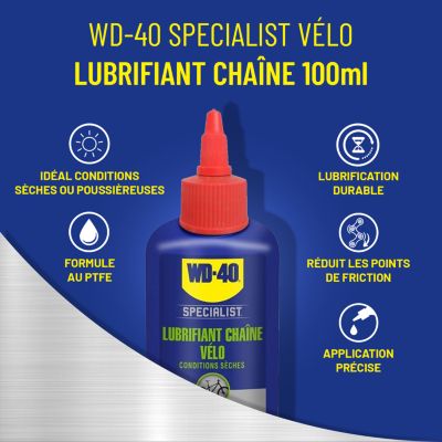 Lubrifiant chaîne de vélo conditions secs WD40 100 ml