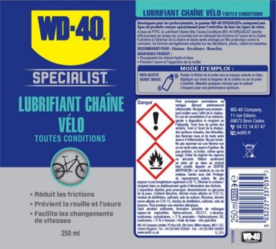 Lubrifiant chaîne de vélo toutes conditions WD40 250 ml