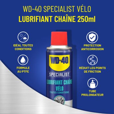 Lubrifiant chaîne de vélo toutes conditions WD40 250 ml