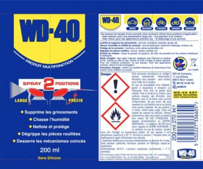 Lubrifiant multifonction WD-40 Spray Double Position 200 ml