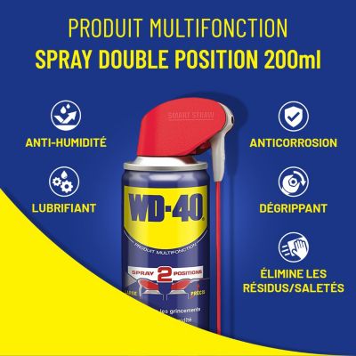 Lubrifiant multifonction WD-40 Spray Double Position 200 ml
