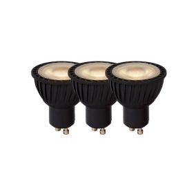 Lucide MR16 - Ampoule led - 5 cm - LED Dim. - GU10 - 3x5W 3000K - Noir - Ensemble de 3