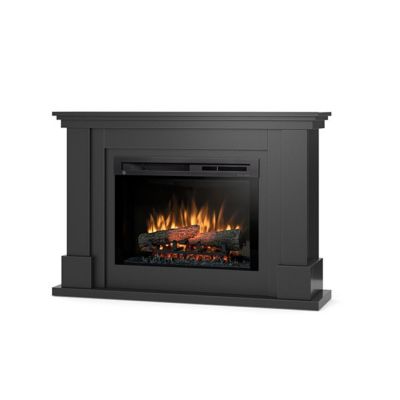 LUENA - Cheminée électrique au sol sur pied avec LED - Noir - 26' - 120 x 82 x 31