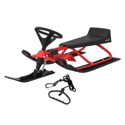 Luge dirigeable pour enfants skibob rouge avec volant frein à pied