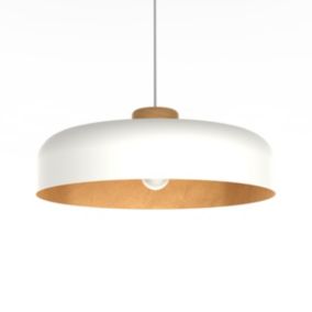 LUMICOM - BOIS Suspension, 1XE27, max 42W, métal, blanc/Feuille d'or, D40cm