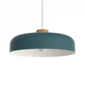 LUMICOM - BOIS Suspension, 1XE27, max 42W, métal, bleu méditerranéen/traffic white, D40cm