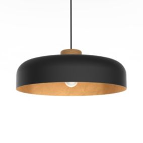 LUMICOM - BOIS Suspension, 1XE27, max 42W, métal, matt black/gold, D50cm