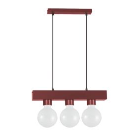 LUMICOM - BOSTON L Suspension, 3XE27, max 42W, métal, rouge cowhide, 10X30cm