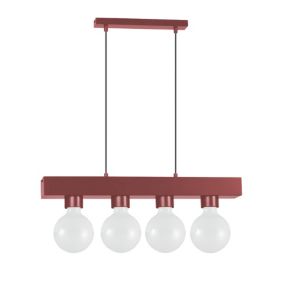 LUMICOM - BOSTON XL Suspension, 4XE27, max 42W, métal, rouge cowhide, 10X45cm