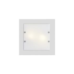 LUMICOM - BROOK Plafonnier, 2XE27, max 42W, métal/verre, blanc mat, 40x40cm