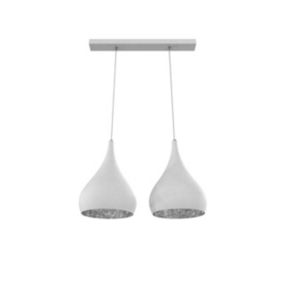 LUMICOM - CALICE LINEARE Suspension, 2x E27, max 42W, métal, blanc/feuille d'argent, D. 20cm