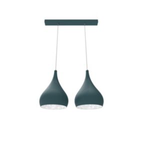 LUMICOM - CALICE LINEARE Suspension, 2x E27, max 42W, métal, bleu méditerranèen/blanc, D. 25cm