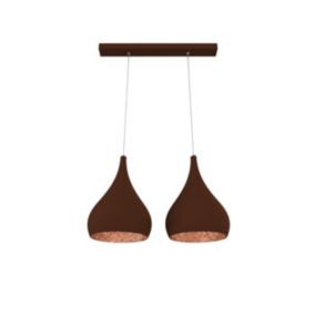 LUMICOM - CALICE LINEARE Suspension, 2x E27, max 42W, métal, corten/feuille de cuivre, D. 20cm