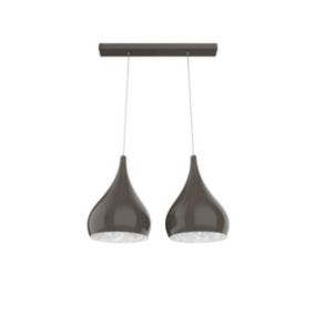 LUMICOM - CALICE LINEARE Suspension, 2x E27, max 42W, métal, gris tourterelle brillant/blanc, D. 25cm